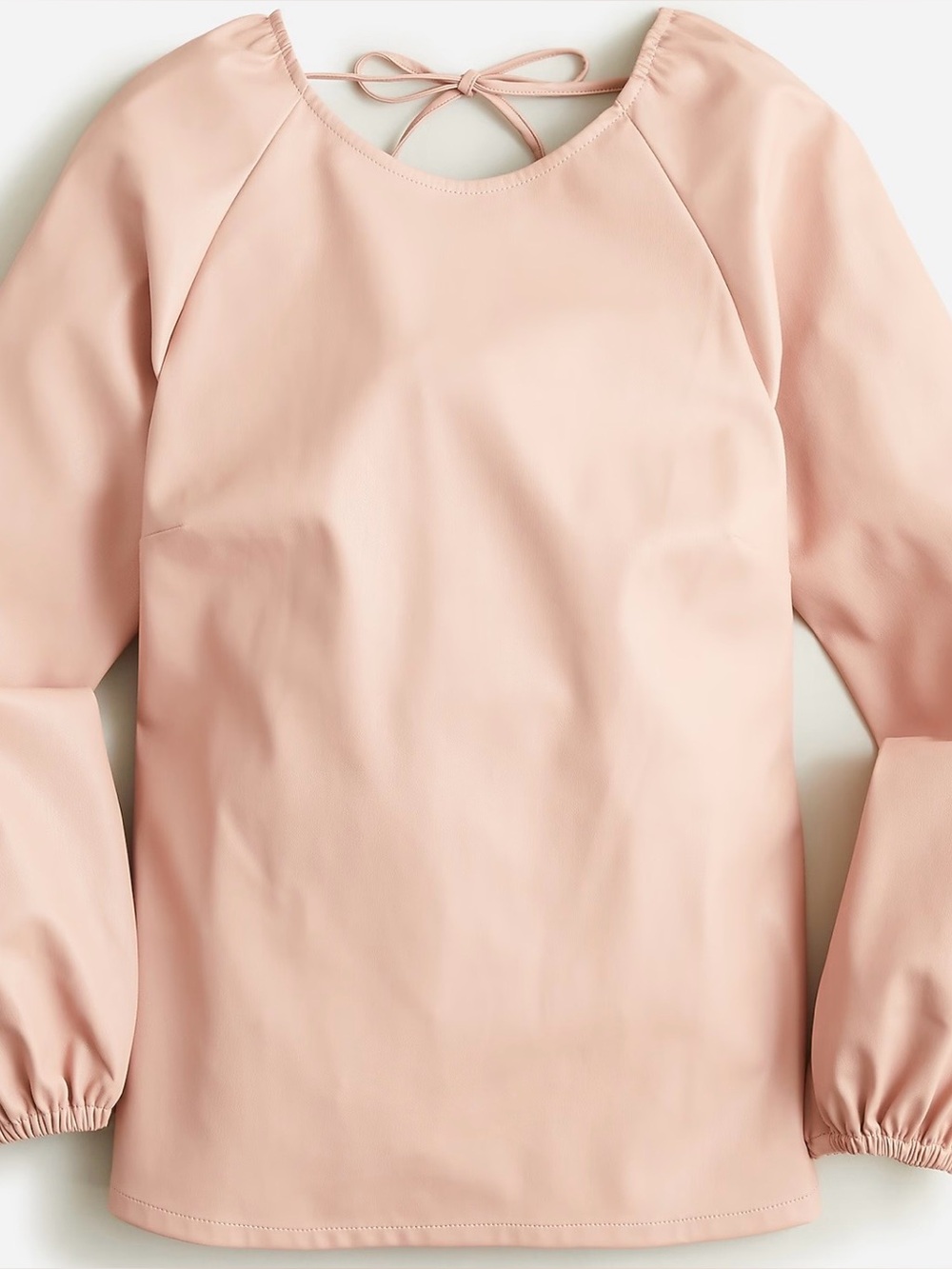 J. Crew Reimagined Puff Sleeve Open Back Faux Leather Top Ballet Pink Sz 6 NWOT